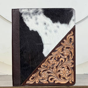2026 Premium Genuine <b>Leather</b> Portfolio Binder Handcrafted Floral Design Western Style Business Organizer <b>Folder</b> for Professional - Product Image 2