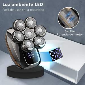 Afeitadora Eléctrica Recargable USB 5 en 1 para Hombre, Máquina de Afeitar Impermeable IPX7 con 8 Cabezales Giratorios y Pantalla LED para Uso Corporal - Product Image 3