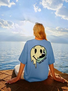 Camisetas de algodón y poliéster para mujer, camisetas personalizadas con cuello redondo de manga corta con estilo a la venta, nueva camiseta transpirable para niñas - Product Image 2