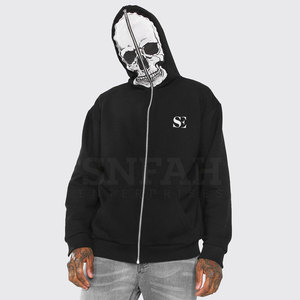 Wholesale Custom Logo Printed Solid Breathable Pullover Men's Hoodie with Face <b>Cover</b> for Winter Season - Product Image 1