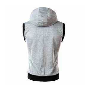 Camiseta sin mangas con capucha y cremallera de algodón 100% para hombre, chaleco sin mangas para gimnasio, camiseta con logotipo bordado, Top de lana de invierno de diseñador - Product Image 5