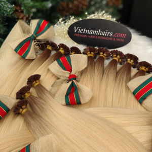 Vente en gros d'extensions de cheveux raides vietnamiennes vierges de haute qualité 100% à cuticule plate et à pointe plate Double trame Machine 100g de cheveux humains - Product Image 1