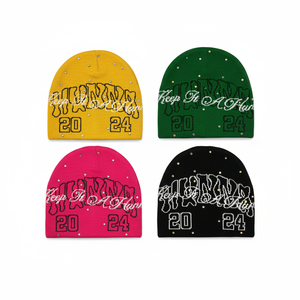 Vente en gros d'échantillons rapides, conception personnalisée, bonnets d'hiver entièrement recouverts de strass, 100% acrylique tricoté, prix bas en plusieurs couleurs - Product Image 2