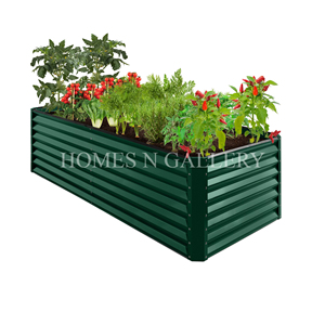 Modern Metal Raised Garden Bed Outdoor <b>Planters</b> for Flowers and Green Plants Powder Coated Green <b>Rectangle</b> Design - Product Image 5