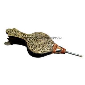 Large size antique wooden leather work fire bellows with durable brass nozzle and hand stitched leather <b>for</b> strong air pressure - Product Image 5