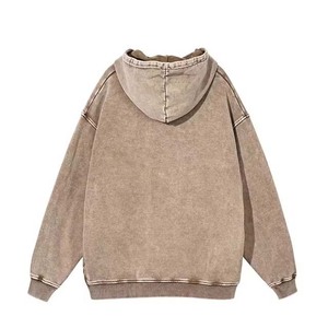 Pull surdimensionné Vintage délavé à l'acide à manches longues Logo personnalisé 100% coton sweats à capuche unis sweats vêtements pour hommes basiques - Product Image 4
