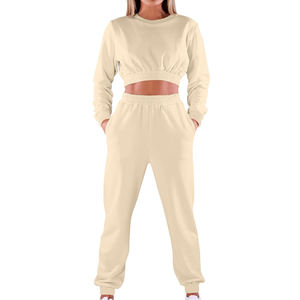 Conjunto de 2 piezas de ropa informal de estilo veraniego para mujer, Tops cortos transpirables con capucha y cremallera, pantalones de chándal holgados de longitud larga, chándal para - Product Image 6