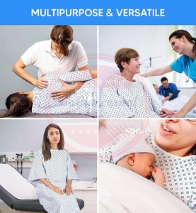 Bata de hospital personalizada para hombres y mujeres \ Mezcla de algodón Batas de enfermería multiusos para pacientes de hospital - Product Image 4