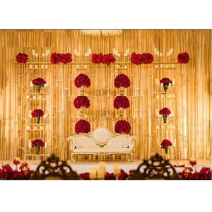 Soporte de vela de escenario de boda de lujo Configuración de paredes de velas de Metal gloriosas para decoración de boda Vela de boda india Configuración de soportes de pared - Product Image 6