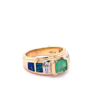 <b>Gold</b> Plated Diamond 14K Solid <b>Gold</b> <b>Ring</b> Emerald and Inlaid <b>Vintage</b> Moissanite Diamond <b>Ring</b> for Unisex Fashion Jewelry - Product Image 3