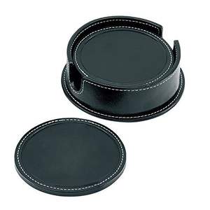 Juego de posavasos de cuero genuino con soporte, posavasos hecho a mano para mesa de comedor, decoración del hogar, alfombrillas para bebidas de cocina para café y té - Product Image 5