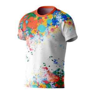 Venta al por mayor de camisetas de microfibra personalizadas para hombres de secado rápido tejido de punto transpirable servicios OEM sublimación estilos de impresión Fitness - Product Image 6