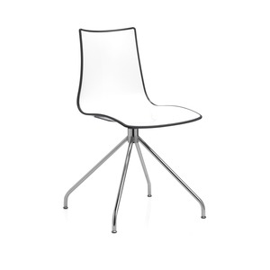 Swivel <b>Dining</b> <b>Chair</b> with Two-Tone Polymer Shell and Four-Leg Metal Base, Chrome or Anthracite, for Restaurant Cafe Hotel - Product Image 4
