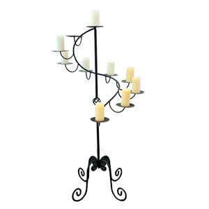 Candélabre en métal enduit de poudre d'argent fait à la main bougeoir à 8 bras pour la décoration de la maison pour les fêtes et les hôtels - Product Image 3