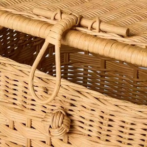 Bohemian Vintage Style Handwoven Rattan <b>Storage</b> Boxes <b>Lidded</b> Candy <b>Basket</b> Lid for Home <b>Storage</b> Flexible Design Vietnamese Made - Product Image 2