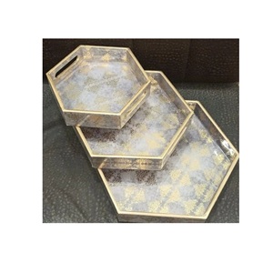 Élégant plateau de service en bois MDF pour prix de gros forme hexagonale table à manger plateau de service pour hôtel à moindre coût - Product Image 2