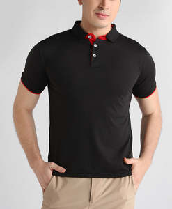T-shirt de golf décontracté en coton lavé uni pour homme, personnalisable avec votre propre marque - Product Image 4