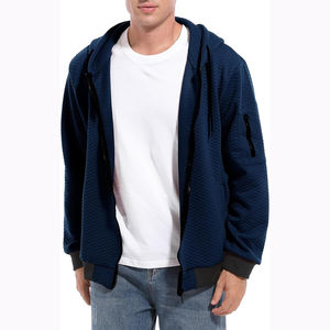 เสื้อฮู้ดดี้ผู้ชายไซส์ใหญ่แบบใหม่ ผ้าหนา สีดำ สไตล์ลำลอง แขนยาว ซิปหน้า ลายสก็อตสองชั้น คุณภาพดีที่สุด - Product Image 2