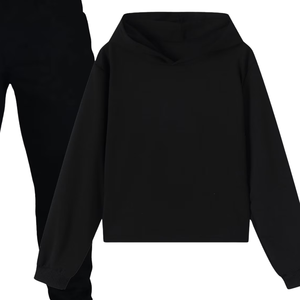Conjunto Deportivo de Sudadera con Capucha Negra y Pantalones Jogger para Mujer, Estilo Casual Urbano de Invierno, Dos Piezas, Ropa Cómoda para Estar en Casa, Venta al Por Mayor OEM - Product Image 2