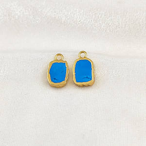 Colgante de abalorio de rebanada de turquesa Natural, collar minimalista de forma Irregular con borde galvanizado dorado para fabricación de joyas - Product Image 2