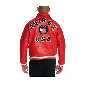 Famous Classic Avirex Limited Edition Red Croc Leather Jacket Leather Jacket