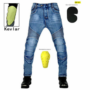 Pantalones Vaqueros oscuros para motocicleta para hombre con diseño personalizado para motorista Armadura CE para protección de rodilla y cadera Transpirable D-Ride Moto - Product Image 5