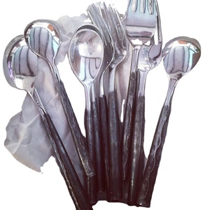 Rough Handle Cutlery Set Stainless Steel Rustic Cutlery Set Stainless Steel <b>Gold</b> Silver <b>Mirrored</b> Plated Elegant Cutlery Set - Product Image 1