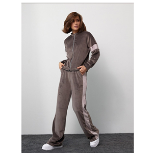 Chándal sólido informal personalizado para hombre, chaqueta transpirable con cremallera de algodón 100% con pantalones rectos y bolsillos, colores personalizados - Product Image 1