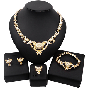 Zhuerrui — ensemble de bijoux en laiton, Xoxo, ensembles de joaillerie en bronze, bracelets, ours, adorables, mariée, plaqué or, X0089 - Product Image 1