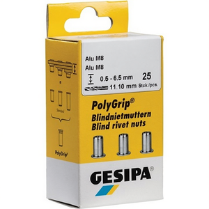 GESIPA PolyGrip M8 Aluminum <b>Rivet</b> <b>Nut</b> 11 X 20 mm Blind <b>Rivet</b> Shank 25 Pieces for Pins - Product Image 3