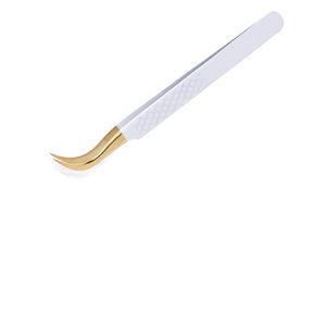 Pinzas para pestañas de acero inoxidable blanco con punta dorada Ángulo de 70 grados 100% Satisfacción del cliente Stock Pinzas para pestañas postizas - Product Image 4