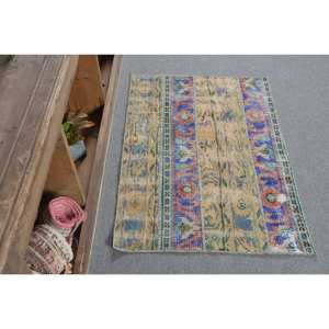 Alfombra de área grande Bohemia clásica turca Vintage 2,5 X 3.4ft Beige azul Patchwork diseño lana Material látex rectángulo pasillo - Product Image 3