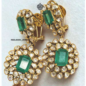 Big Moissanite Polki <b>Earrings</b> - Product Image 1