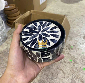 Hot <b>sale</b> 2025 Handmade Decorative Table Coffee coaster Holder 6 Piece <b>Seashell</b> Mosaic Coasters - Product Image 2