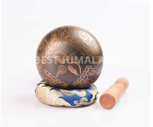 Cuencos tibetanos tallados a mano, artesanía de metal de bronce con diseño grabado para meditación y curación de chakras - Product Image 4