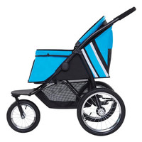Poussette pour chien Petzanya modèle 90002, luxe, 3 roues, tissu Oxford en lin respirant, portable, motif imprimé, fermeture à glissière et bouton