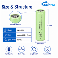 بطارية ليثيوم أيون أسطوانية قابلة لإعادة الشحن شاركسيل SX-26700-4600-3.7V 26700 بسعة 4600 مللي أمبير في الساعة وجهد 3.7 فولت