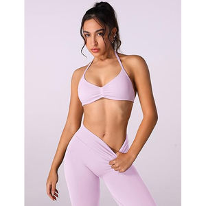 Ensemble de yoga pour femmes sans couture, soutien-gorge et leggings, extensible, respirant, taille haute, vêtements de fitness - Product Image 3
