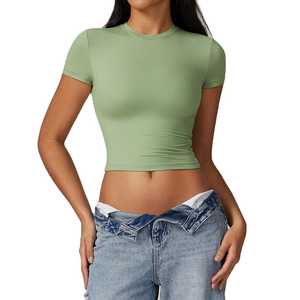 เสื้อครอปผ้าฝ้ายออร์แกนิก & เส้นใยไม้ไผ่2025เป็นมิตรกับสิ่งแวดล้อมเสื้อยืดระบายอากาศได้อย่างรวดเร็วทุกฤดู - Product Image 5