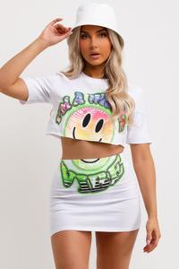 Camiseta blanca con logotipo personalizado 2025, camisetas de mujer de talla grande, Top corto al por mayor con diamantes de imitación abullonados, Top corto ajustado Sexy para primavera - Product Image 2