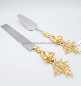 Diseño elegante, servidor de pasteles y cuchillo, acabado chapado, hermoso mango de diseño de flores para celebración de cumpleaños, decoración, herramientas para pasteles - Product Image 1