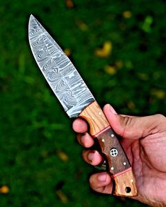 Lame en acier damas sur mesure Couteau de chasse Damas pour l'extérieur Couteau de camping à lame fixe supporté par OEM Qualité industrielle - Product Image 3