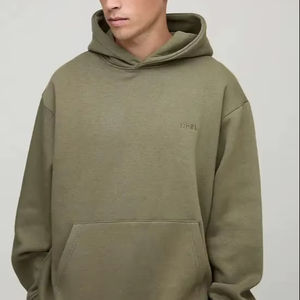 Sudadera con Capucha Hip Hop para Hombre, Talla Grande, Diseño Personalizado, Color Verde Sólido, Estampado Bordado, Transpirable, 100%, Invierno 2025 - Product Image 1