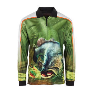 Sublimación Impresión Secado rápido Poliéster Rendimiento Multy color Pesca Jersey Con camisa de pesca - Product Image 3