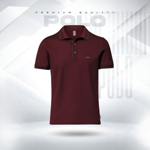 Camiseta Polo de Algodón Doble PK de Alta Calidad, Duradera, Transpirable y Cómoda - Color Granate - Logotipo Personalizado OEM/ODM - Product Image 1