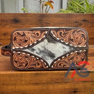 Bolso de maquillaje cosmético colgante con cremallera de gran capacidad para mujer, organizador de viaje de cuero de vaca a mano, superventas a la moda - Product Image 1