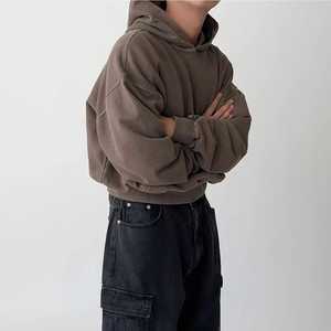 เสื้อมีฮู้ดสำหรับผู้ชายโอเวอร์ไซส์สไตล์วินเทจผ้าเฟรนช์เทอร์รี่โอเวอร์ไซส์กำหนดโลโก้ได้เอง - Product Image 4