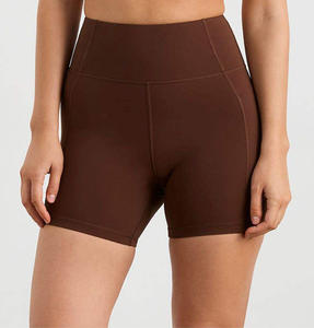 กางเกงขาสั้นเอวสูงสำหรับผู้หญิงกางเกงขาสั้นสำหรับนักปั่นฟิตเนสออกกำลังกายขาสั้นแฟชั่นพิมพ์โลโก้สีพื้นสไตล์ลำลองระบายอากาศได้ดีแห้งเร็ว - Product Image 2