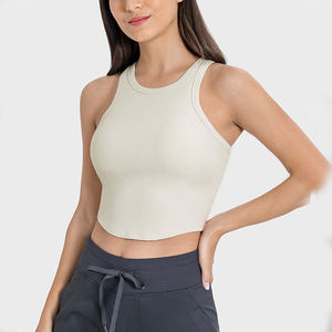 Camisetas sin mangas de algodón sin mangas de bambú para mujer de fábrica personalizadas, camisetas acanaladas con cuello redondo para verano, camisetas sin mangas con diseños básicos - Product Image 1