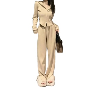 Conjunto de 2 Piezas para Mujer, Estilo Tweed Elegante, Sudadera Deportiva de Verano, Pantalones Holgados, Chaqueta con Capucha, Transpirable y Ecológico - Product Image 1